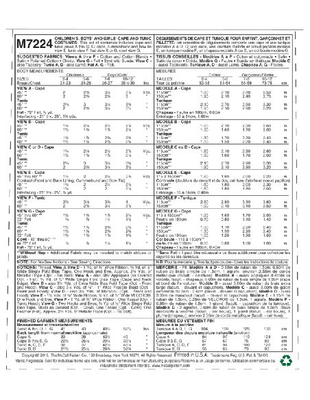 Patron McCall's 7224.KID - Déguisement