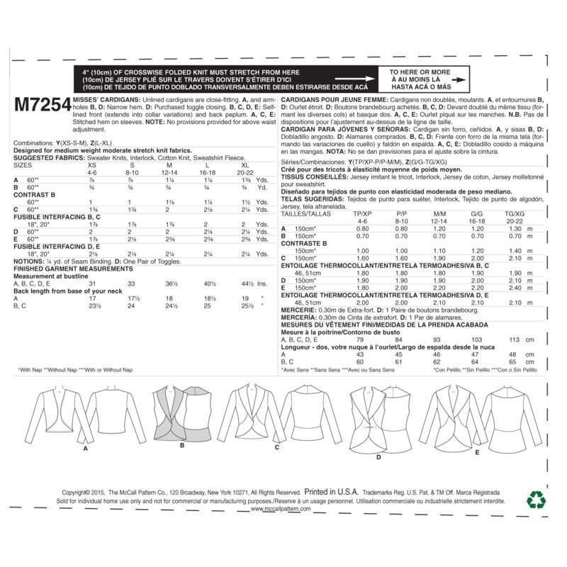 Patron McCall's 7254.Y - Cardigans