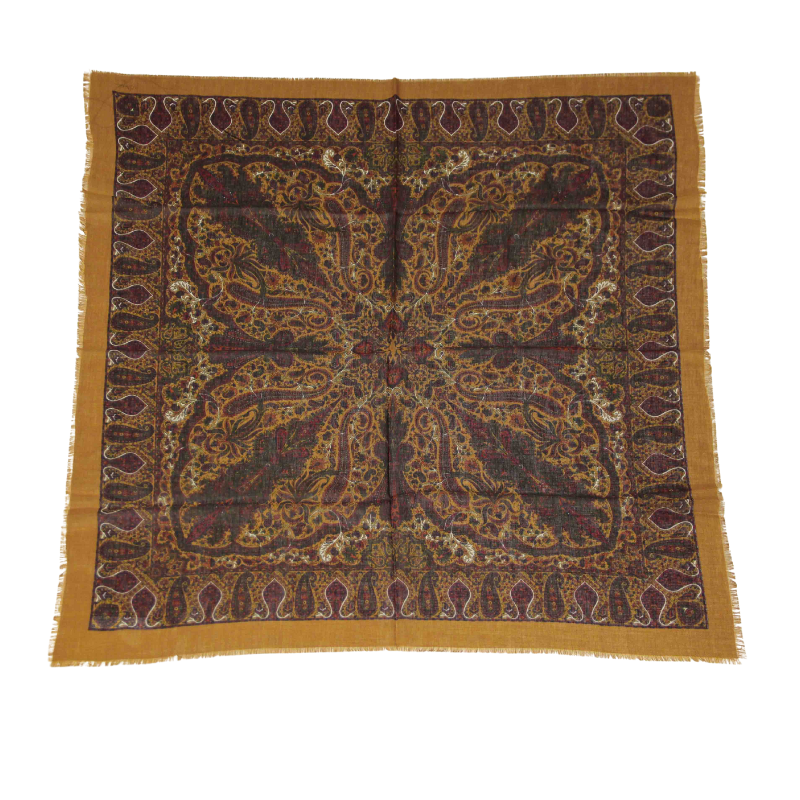 Foulard twill - Fleur fantaisie marron