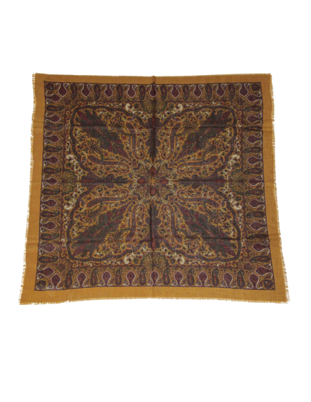 Foulard twill - Fleur fantaisie marron