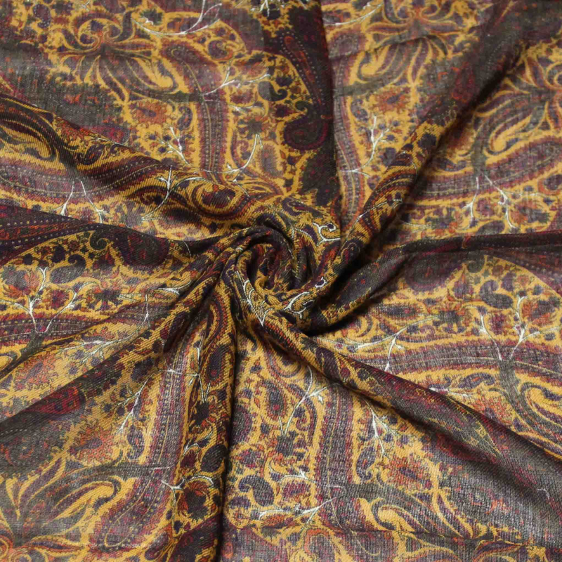 Foulard twill - Fleur fantaisie marron