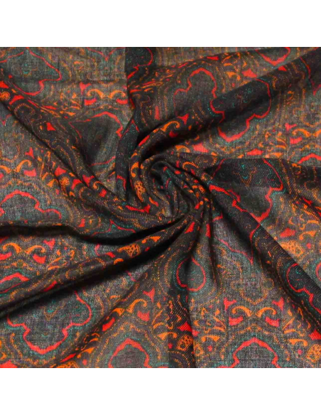 Foulard twill - Motif Abstrait Bordure Multicolore