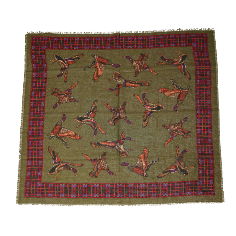 Foulard twill - Oiseau vert