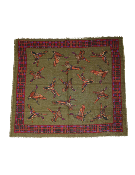 Foulard twill - Oiseau vert