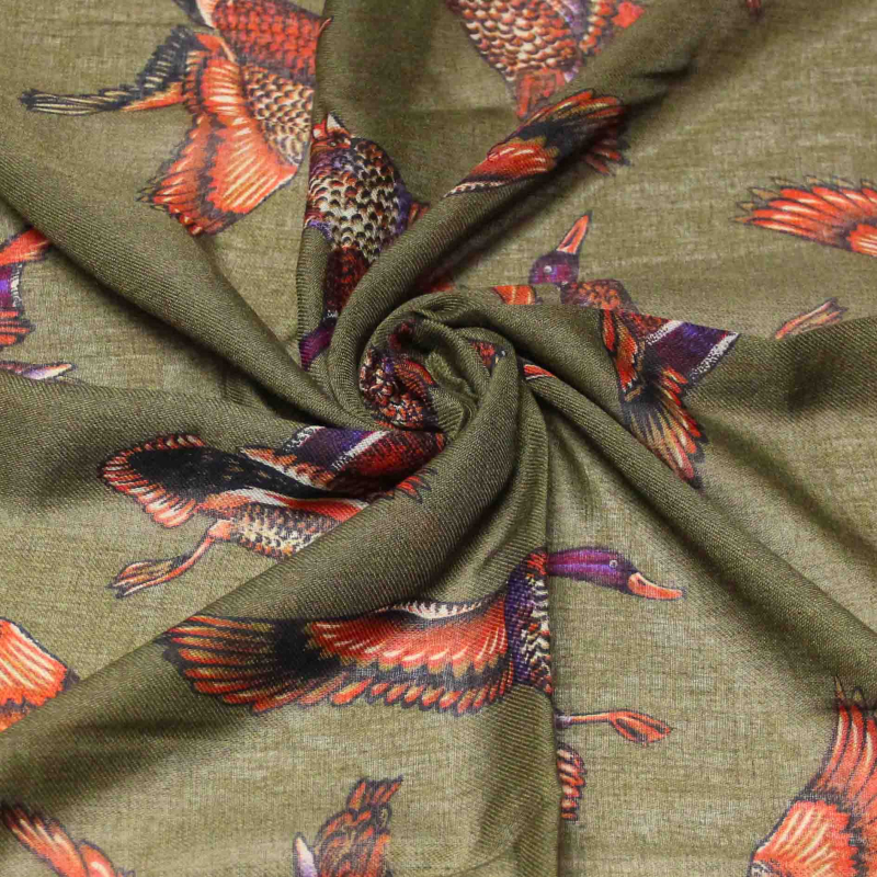Foulard twill - Oiseau vert
