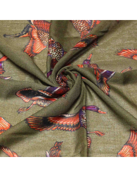 Foulard twill - Oiseau vert