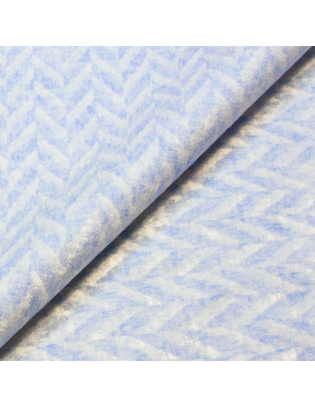 Étoffe 100% cachemire - Chevron bleu ciel