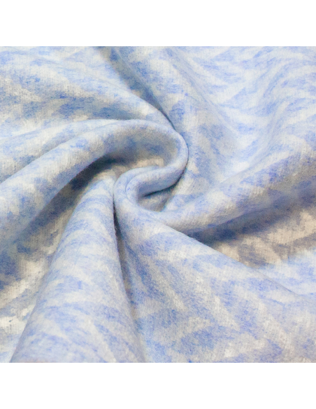 Étoffe 100% cachemire - Chevron bleu ciel