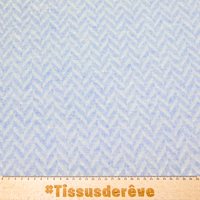 Étoffe 100% cachemire - Chevron bleu ciel