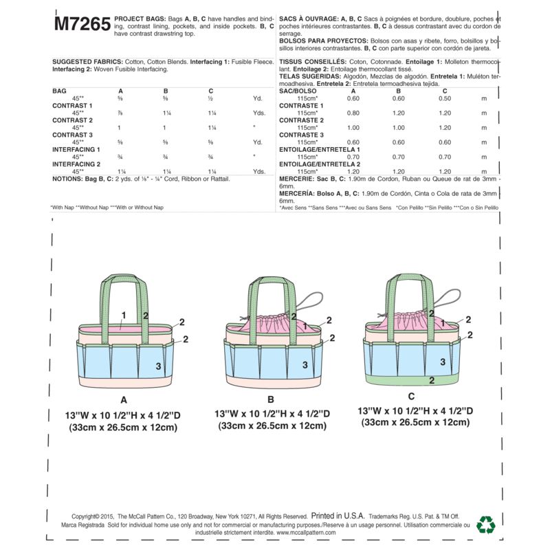 Patron McCall's 7265.OSZ - Sacs à ouvrage