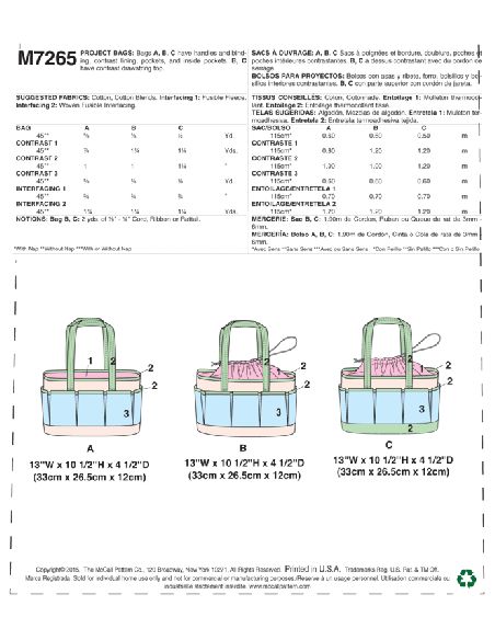 Patron McCall's 7265.OSZ - Sacs à ouvrage