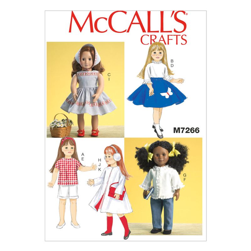 Patron McCall's 7266.OSZ - Vêtements rétro pour poupée de 46cm