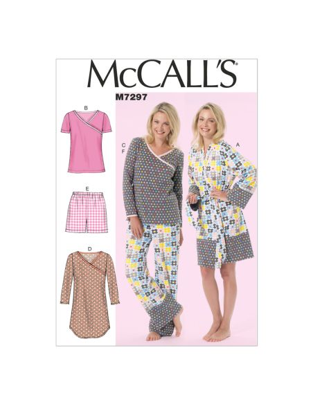 Patron McCall's 7297.B5 - Peignoir, ceinture, haut, robe, short et pantalon