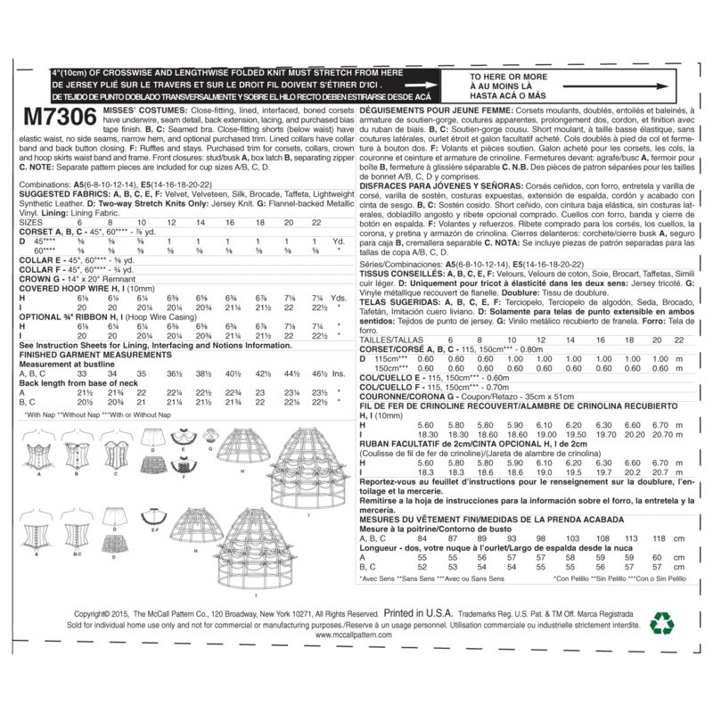 Patron McCall's 7306.A5 - Déguisement