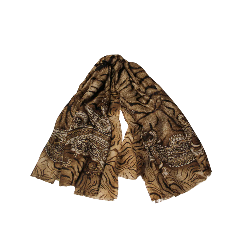 Foulard twill - Motif tigre orange