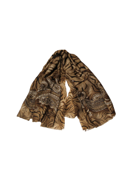 Foulard twill - Motif tigre orange