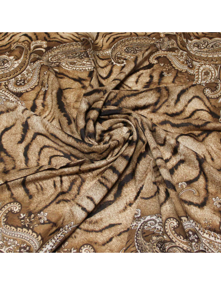Foulard twill - Motif tigre orange