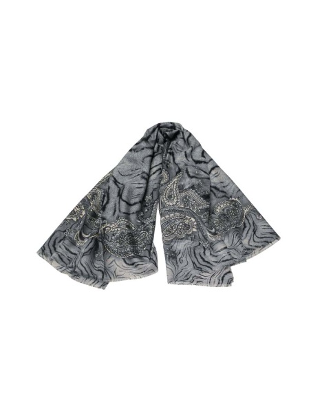 Foulard twill - Motif tigre bleu