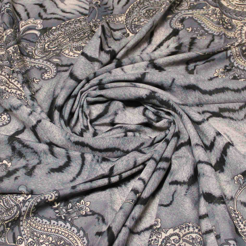 Foulard twill - Motif tigre bleu