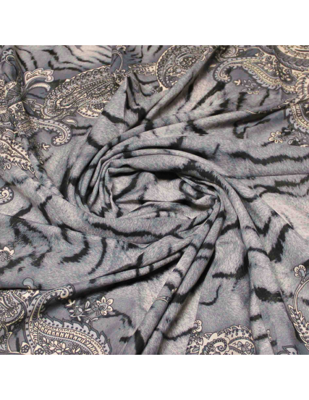 Foulard twill - Motif tigre bleu