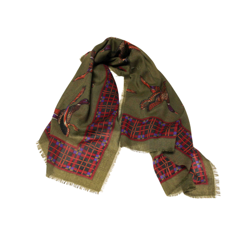 Foulard twill - Oiseau vert