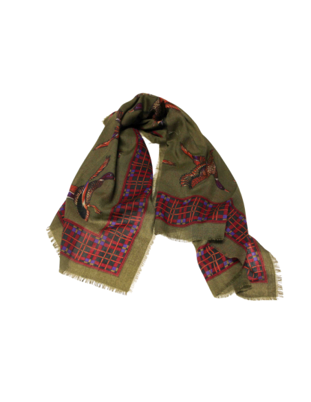 Foulard twill - Oiseau vert