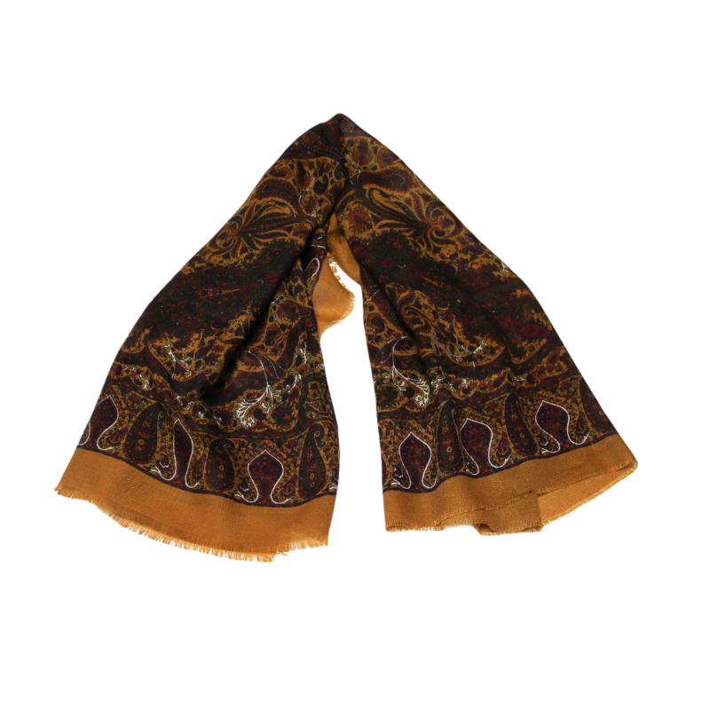 Foulard twill - Fleur fantaisie marron