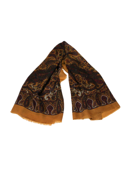 Foulard twill - Fleur fantaisie marron
