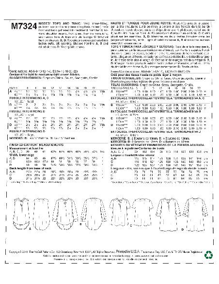 Patron McCall's 7324.A5 - Haut et tunique