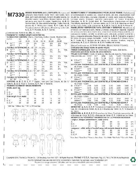 Patron McCall's 7330.Y - Barboteuses et combinaison