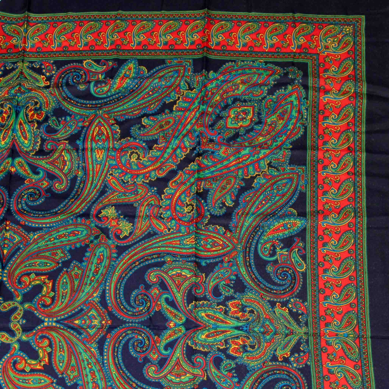 Foulard twill - Motif cachemire bleu marine