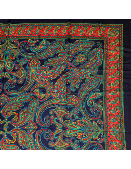 Foulard twill - Motif cachemire bleu marine