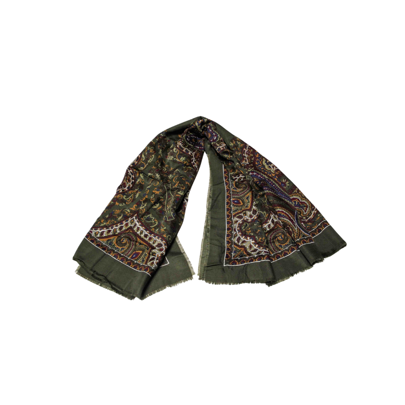 Foulard twill - Motif cachemire vert