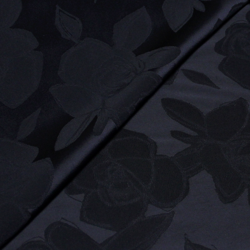 Crêpe envers satin jacquard - Fleuri nuit