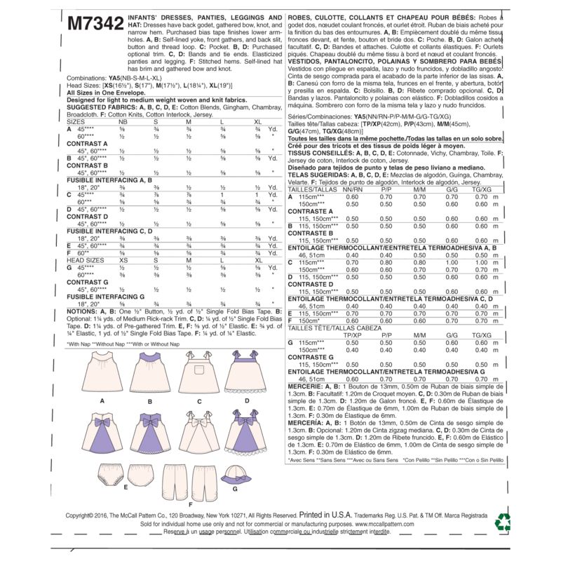 Patron McCall's 7342.YA5 - Robes, culottes, collants et chapeau