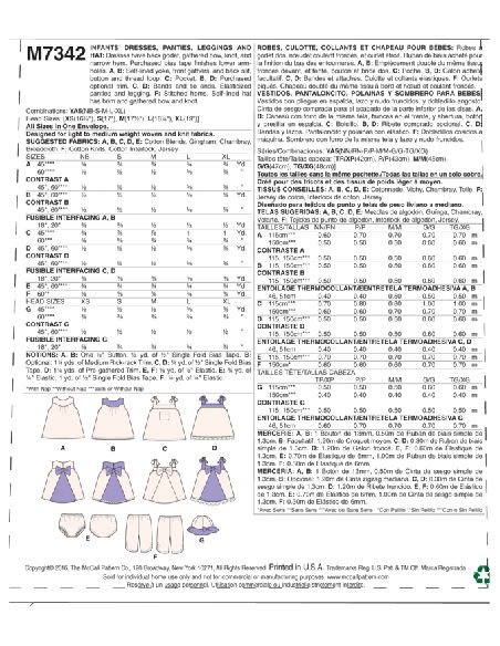 Patron McCall's 7342.YA5 - Robes, culottes, collants et chapeau