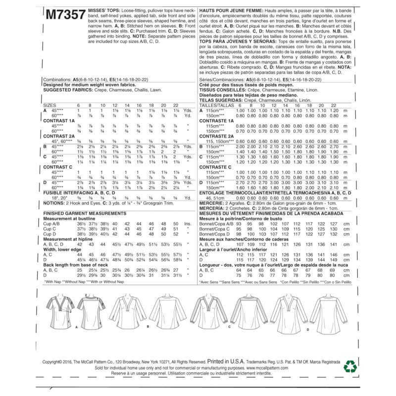 Patron McCall's 7357.A5 - Hauts