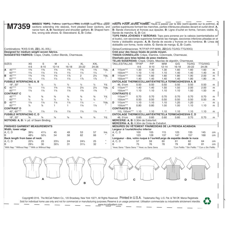Patron McCall's 7359.Y - Hauts