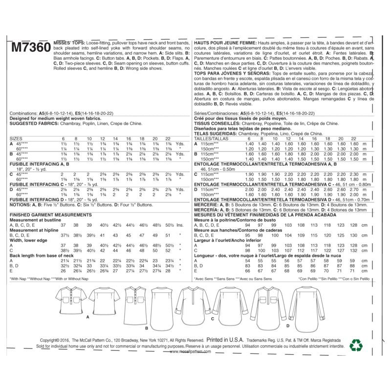 Patron McCall's 7360.A5 - Hauts