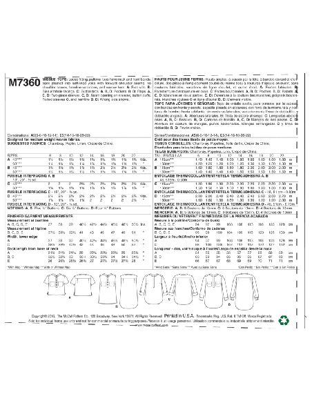 Patron McCall's 7360.A5 - Hauts