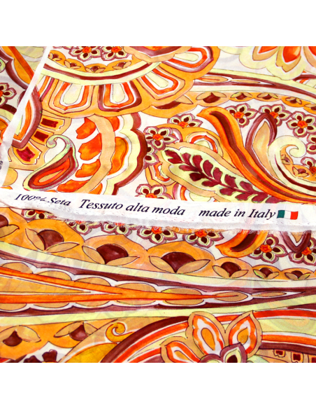 Satin 100% soie - Cachemire ton orange