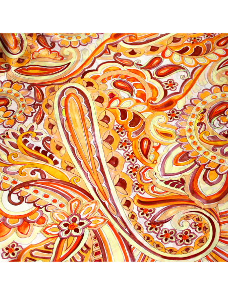 Satin 100% soie - Cachemire ton orange