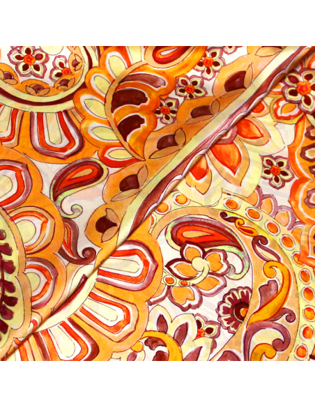 Satin 100% soie - Cachemire ton orange