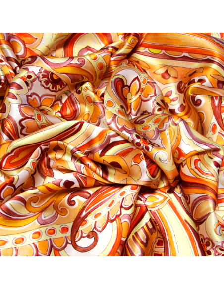 Satin 100% soie - Cachemire ton orange