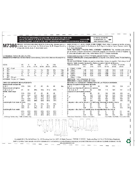 Patron McCall's 7386.Y - Hauts, robes et jupes