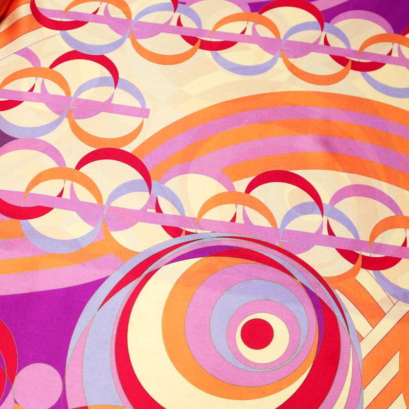 Satin 100% soie - Motif vintage ton violet & corail