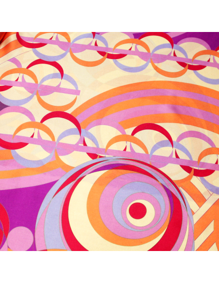 Satin 100% soie - Motif vintage ton violet & corail