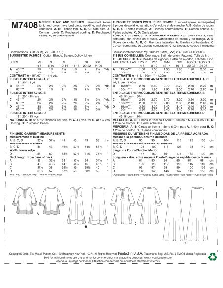 Patron McCall's 7408.Y - Tunique et robes