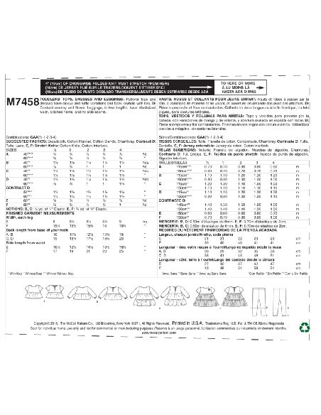 Patron McCall's 7458.CAA - Hauts, robes et collants