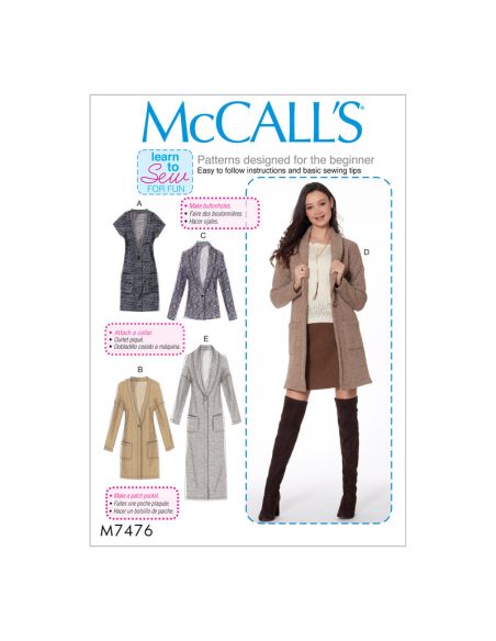 Patron McCall's 7476.Y - Gilet et cardigans